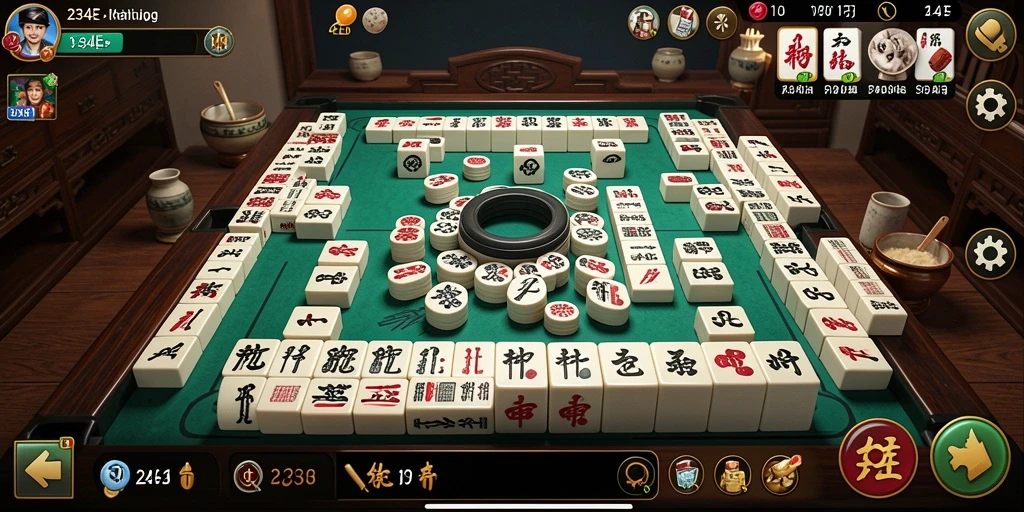 Tampilan menarik dari gameplay Mahjong yang seru.