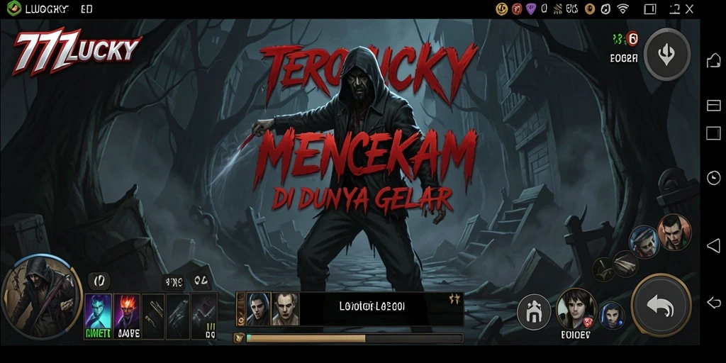 Tangkapan layar utama permainan 777LUCKY menunjukkan suasana mencekam dan gameplay menegangkan.