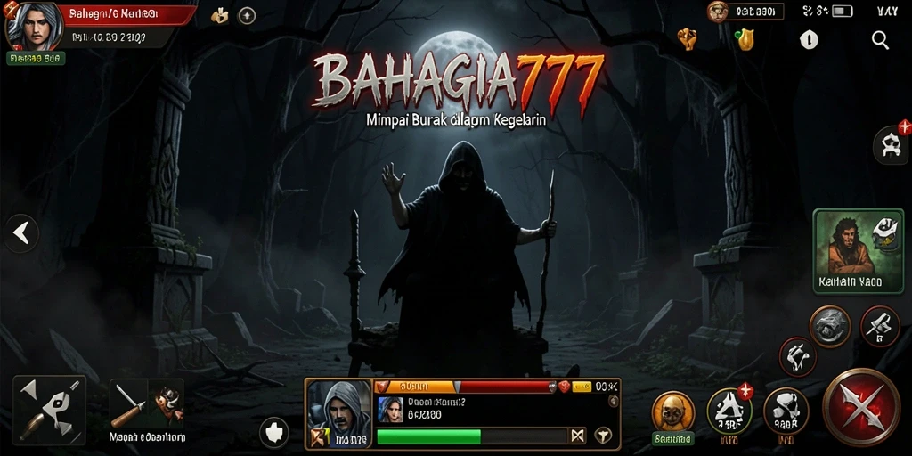 Tangkapan layar gameplay BAHAGIA777 yang menampilkan suasana mencekam.
