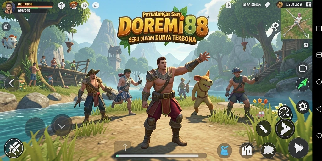 Screenshot gameplay DOREMI88 menunjukkan dunia terbuka yang luas dan menakjubkan.