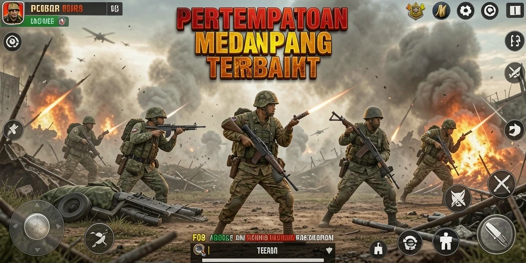 Tangkapan layar utama menampilkan aksi seru gameplay FPS.
