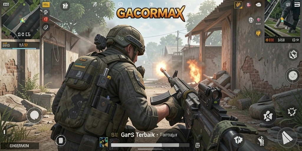 Screenshot utama GACORMAX menunjukkan aksi tempur yang menegangkan.