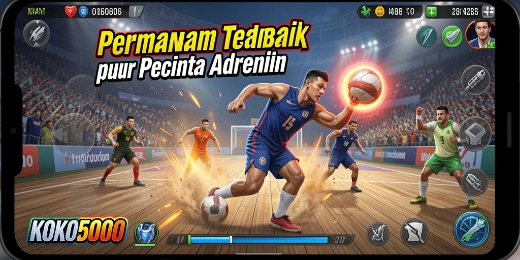 Screenshot KOKO5000 menunjukkan aksi seru dalam pertandingan olahraga.