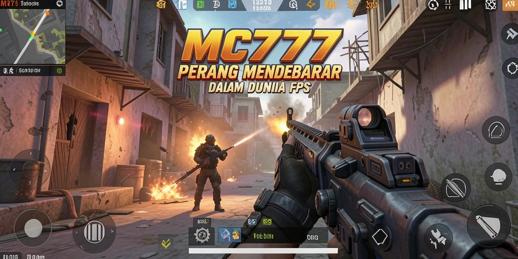 Screenshot utama dari MC777 menampilkan aksi tembak-menembak yang intens.