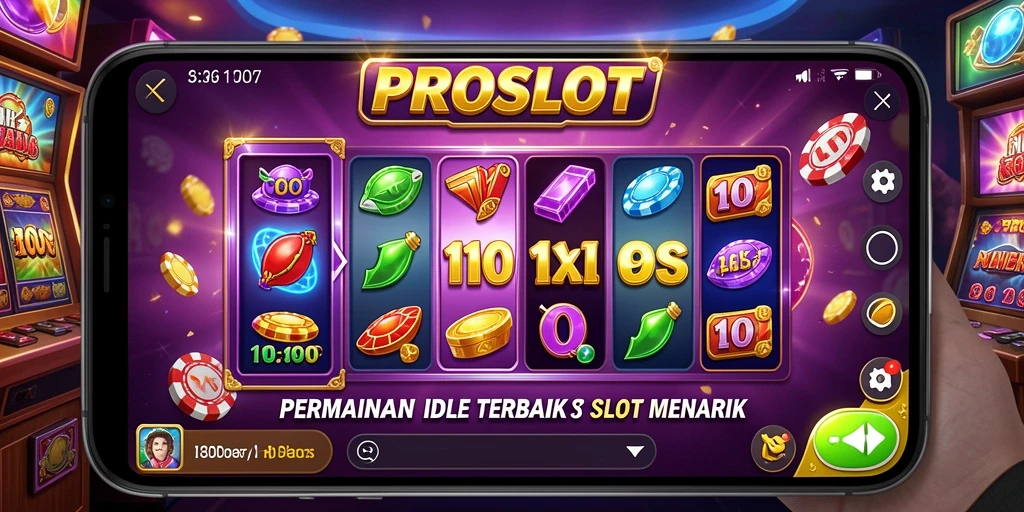 Screenshot gameplay PROSLOT menampilkan slot yang berwarna-warni dan dinamis.
