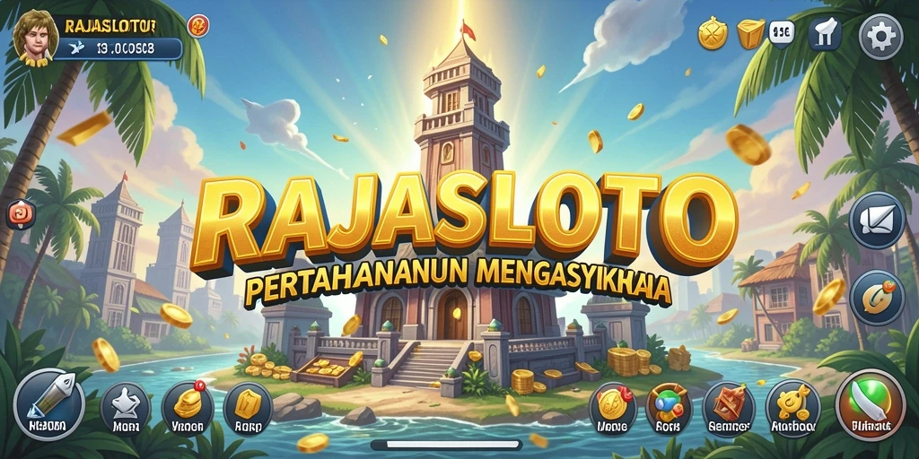 Screenshot menampilkan gameplay mendebarkan dalam RAJASLOTO Tower Defense.