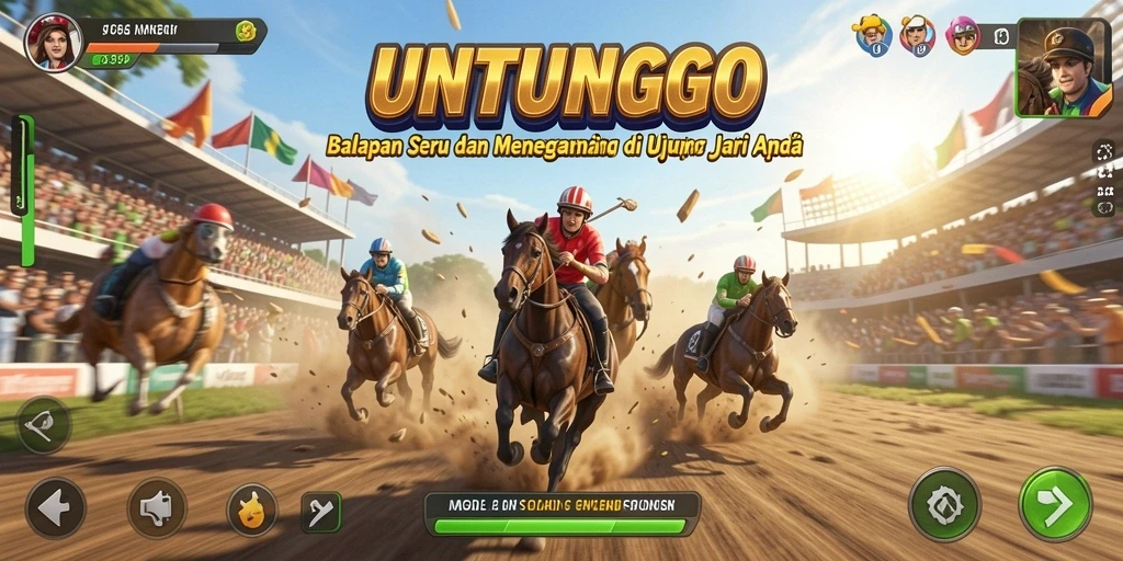 Tampilan gameplay di UNTUNGGO saat balapan seru dan menegangkan.