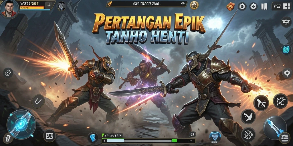 Tampilan utama gameplay WG87 dengan pertarungan yang mendebarkan.